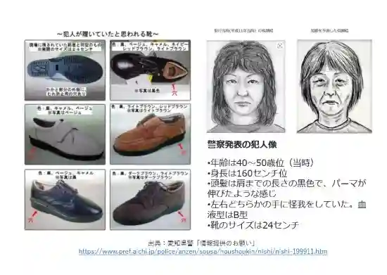 名古屋市西区主婦殺害事件 警察発表の犯人の靴似顔絵