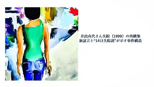 記事井出真代さん失踪1999年の再構築新証言と14日失踪説が示す事件構造アイキャッチ画像 - clairvoyant report 記事井出真代さん失踪1999年の再構築新証言と14日失踪説が示す事件構造アイキャッチ画像